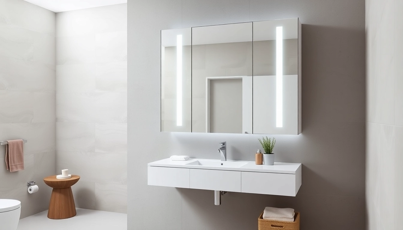 Spiegelschrank led mit modernem Design und integrierter Beleuchtung im Badezimmer nutzen