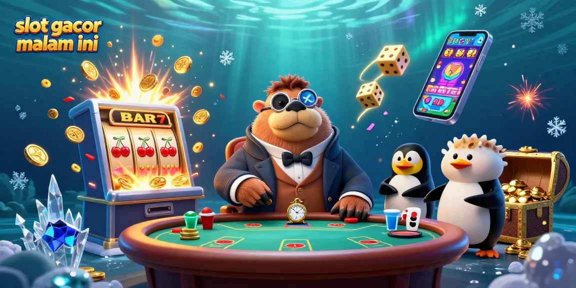Experience thrilling wins at slot gacor malam ini with a vibrant underwater casino scene.
