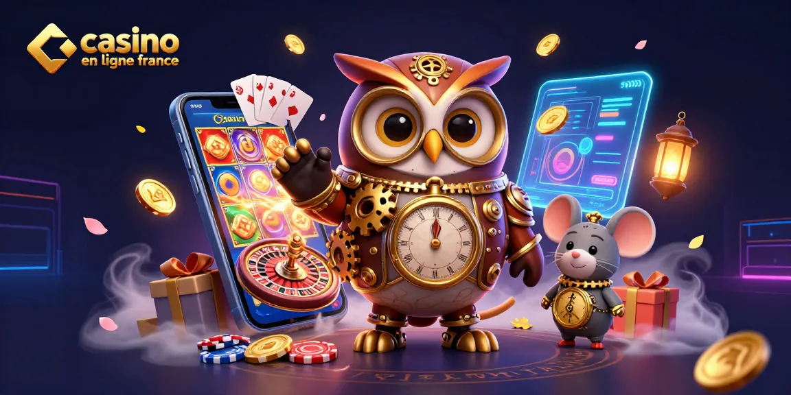 Profitez de l'expérience immersive avec le casino en ligne France, réunissant une chouette et des éléments de jeu captivants.