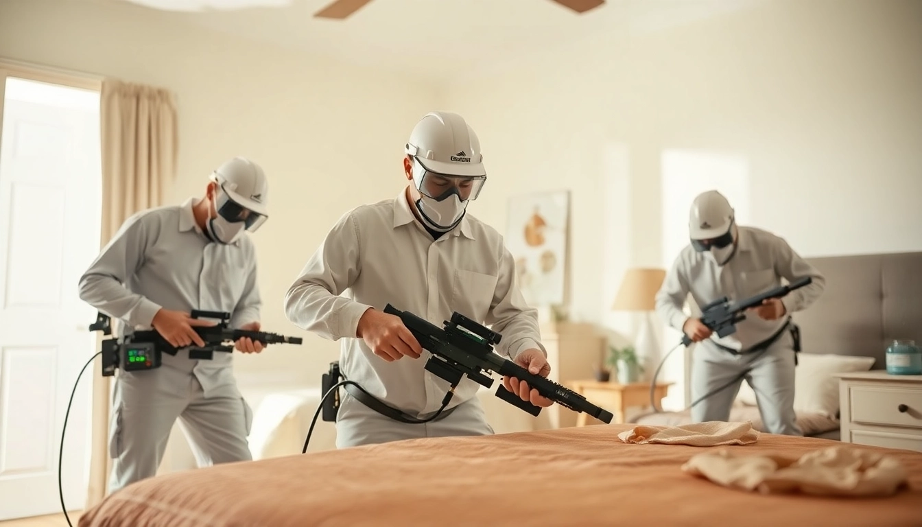 local bed bug exterminators demonstrating effective pest control techniques in a clean bedroom