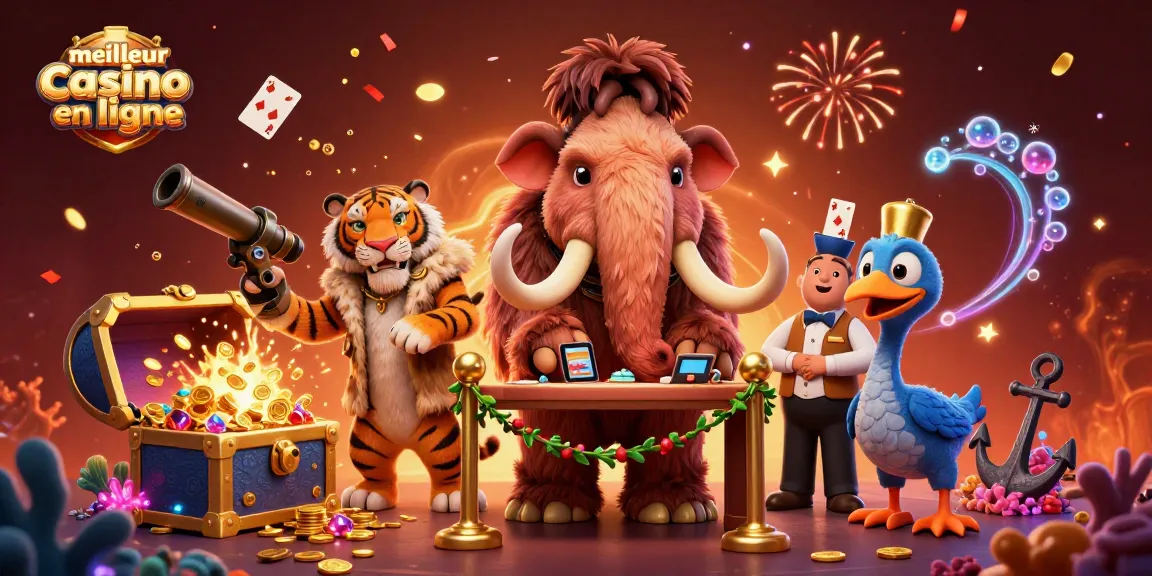 Profitez des meilleures offres de jeux au meilleur casino en ligne avec cette scène festive.