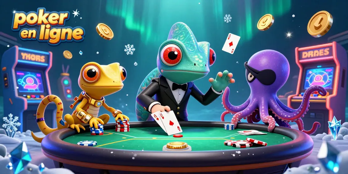 Jouer au poker en ligne avec des personnages animés vibrants à une table de poker