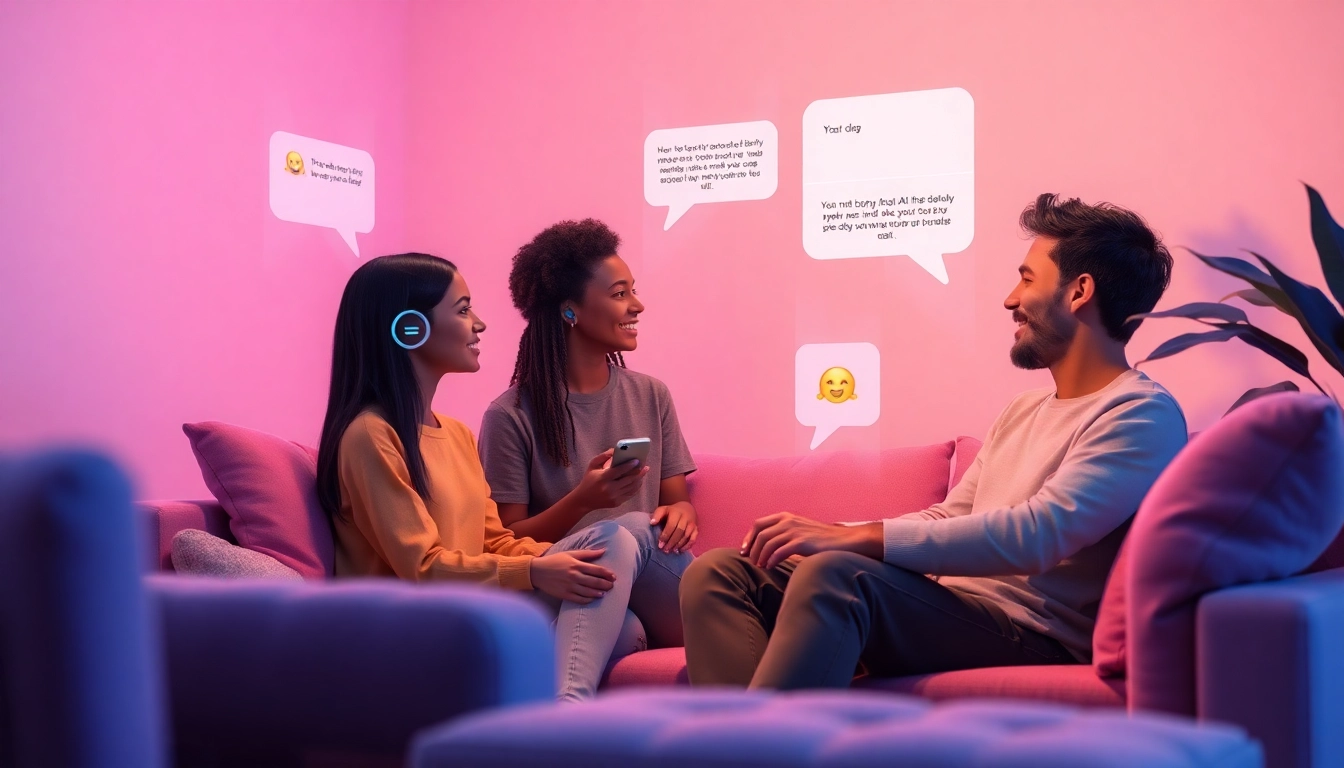 Illustration of intimate AI chat conversations in a cozy setting, highlighting sex chat AI interactions.