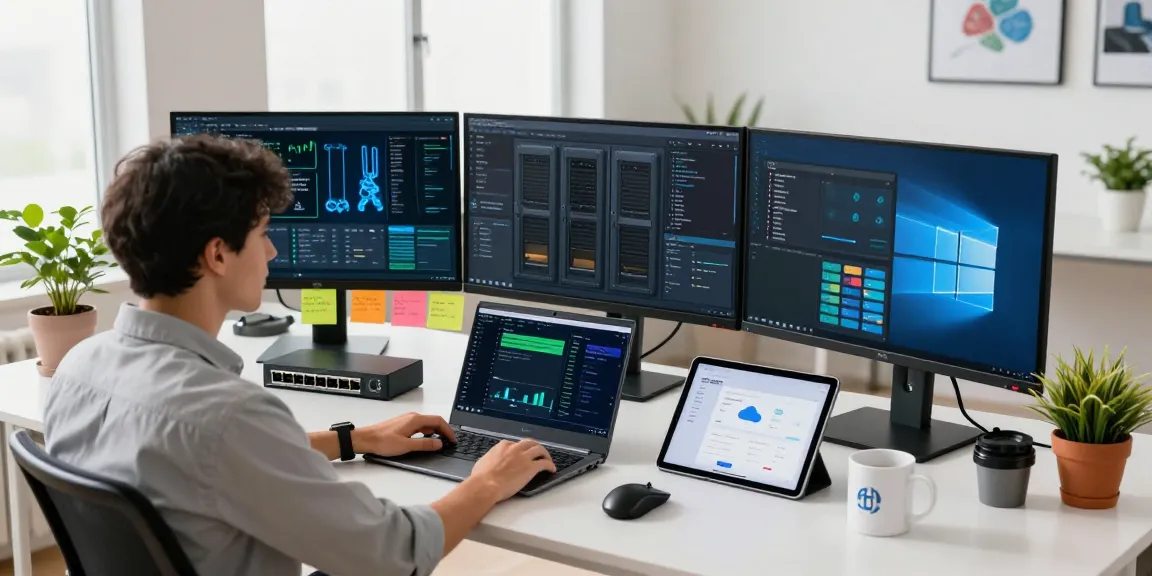 Configuración profesional de servidores vps windows en un entorno de oficina moderno.