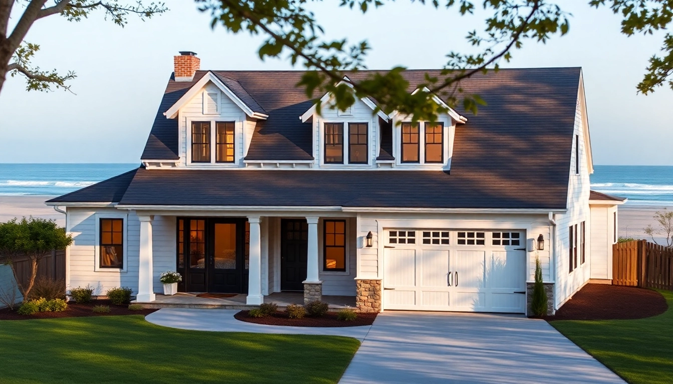 Cape cod home addition showcases a modern attached garage with elegant coastal design.