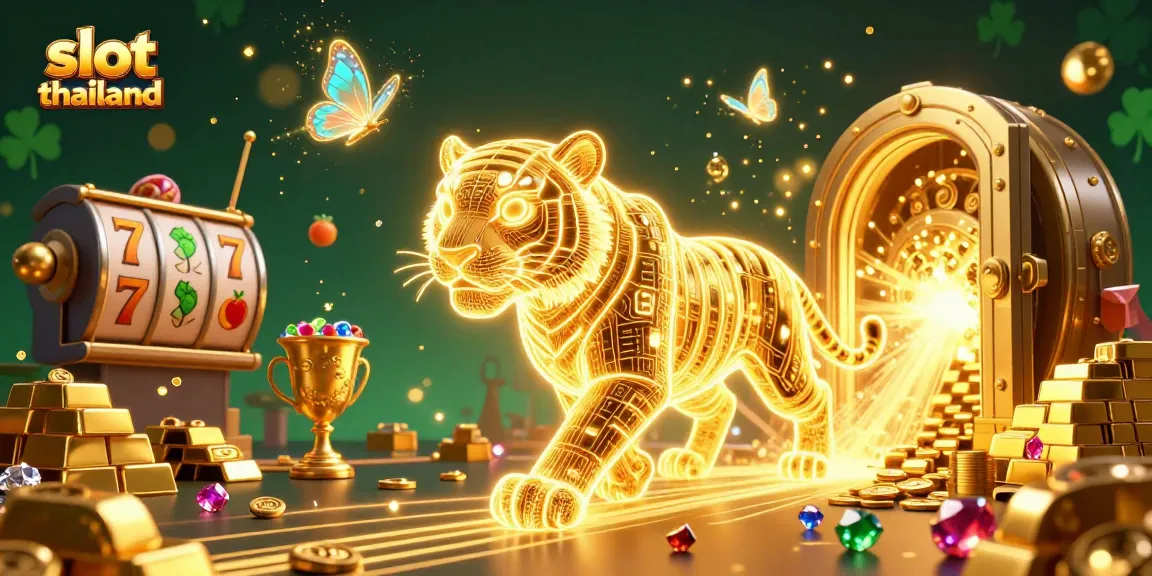 Experience thrilling wins with slot thailand in this vibrant casino landscape illustration.