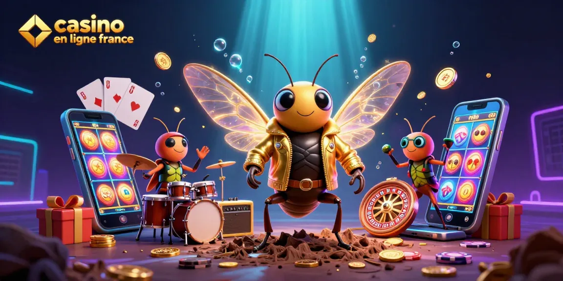 Venez découvrir l'univers palpitant du casino en ligne France avec une scène vibrante de personnages animés et de jeux de casino.