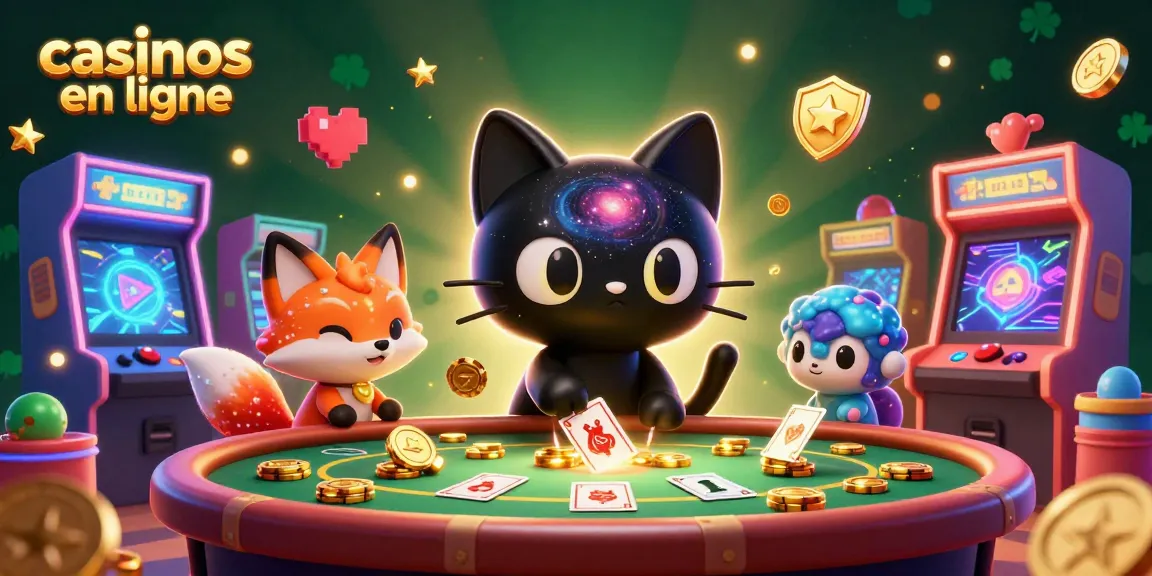 Le chat noir gravitationnel attire des jetons d'or aux casinos en ligne dans un univers coloré.