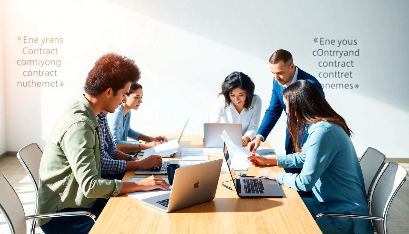 Streamlined contract management process showcasing teamwork and technology.