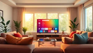 Enhance your home with an iron tv showcasing streaming options in a cozy living room.