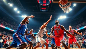 nba중계를 제공하는 프로 농구 경기의 역동적인 순간 포착