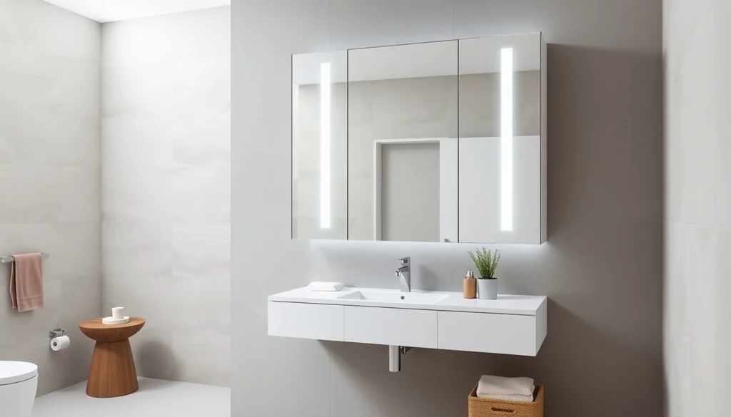 Spiegelschrank led mit modernem Design und integrierter Beleuchtung im Badezimmer nutzen