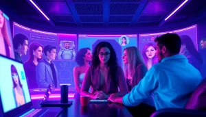 Engaging interaction with sex chat AI characters in a modern digital space.