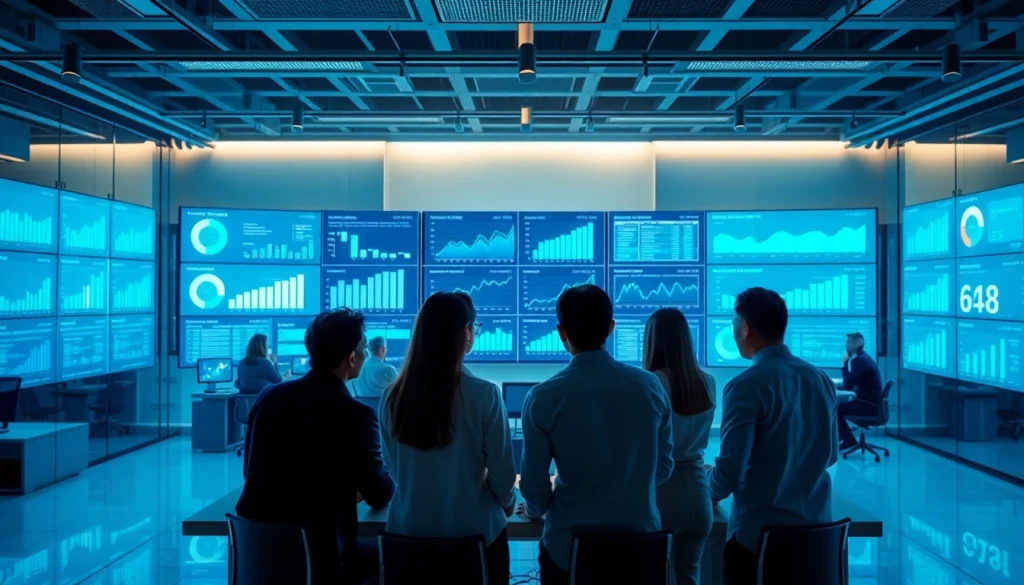 Analyze competitor pricing data with a dynamic infographic in a modern office.