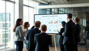 Analyzing competitor pricing strategies during a business meeting with charts and graphs.