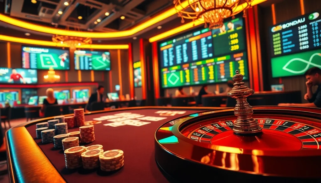 Bongdalu offers an exciting gambling experience with poker tables, chips, and thrilling sports betting.
