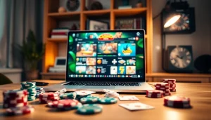 Experience thrilling games at Canada online casinos with an engaging gaming setup and lively decor.