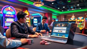 Engaging poker gameplay at Babu88, showcasing luxury and excitement in a vibrant casino atmosphere.