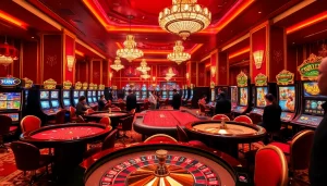 Exciting casino atmosphere featuring 8KBET tables with players engaged in games.