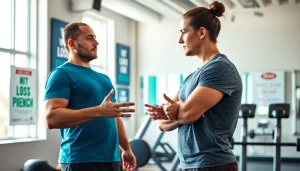 Overcoming weight loss plateau with professional guidance in an energizing gym environment.