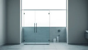 Showcase of elegant glass shower doors in a modern bathroom design.
