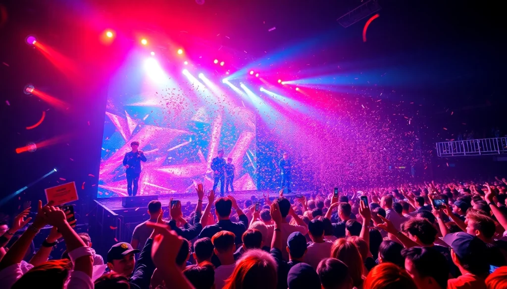 BTS news highlights concert scene with vibrant energy and fans in the audience.