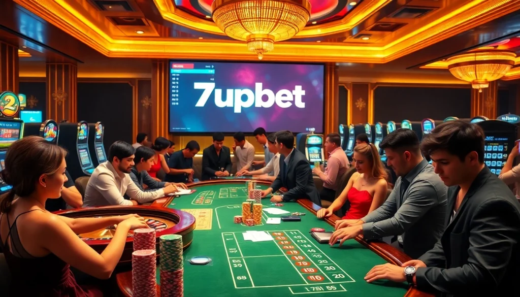Experience the thrill of gambling with 7upbet at a lively casino, featuring poker excitement and betting action.