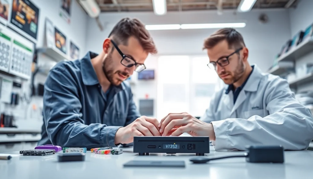 Inspecting devices in a professional workshop highlights extended warranty solutions for safeguarding electronics.