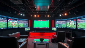 Track live updates and scores for ผลบอลคืนนี้ in an engaging sports analysis studio.