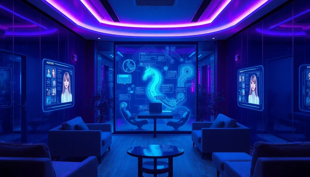 Engaging NSFW AI chatbots in a modern digital lounge setting