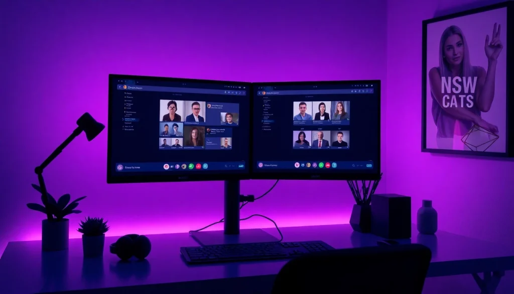 Interactive workspace for nsfw ai chat featuring sleek computers and cozy ambiance.