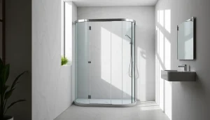 Admiring the cabine de douche italienne featured in a chic modern bathroom design.