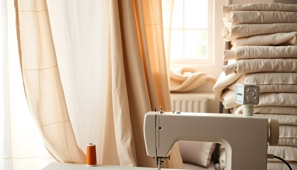 Tevreden kledingstukken gemaakt van hoogwaardige linnen stoffen in een sfeervolle naaiatelier.