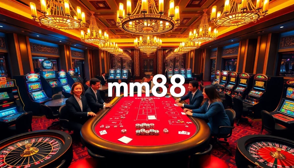 mm88 players enjoying a thrilling casino experience with vibrant game tables and exciting atmosphere.
