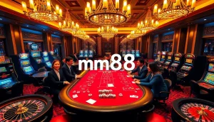 mm88 players enjoying a thrilling casino experience with vibrant game tables and exciting atmosphere.