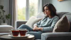 Understanding depression symptoms through a contemplative individual in a cozy setting.