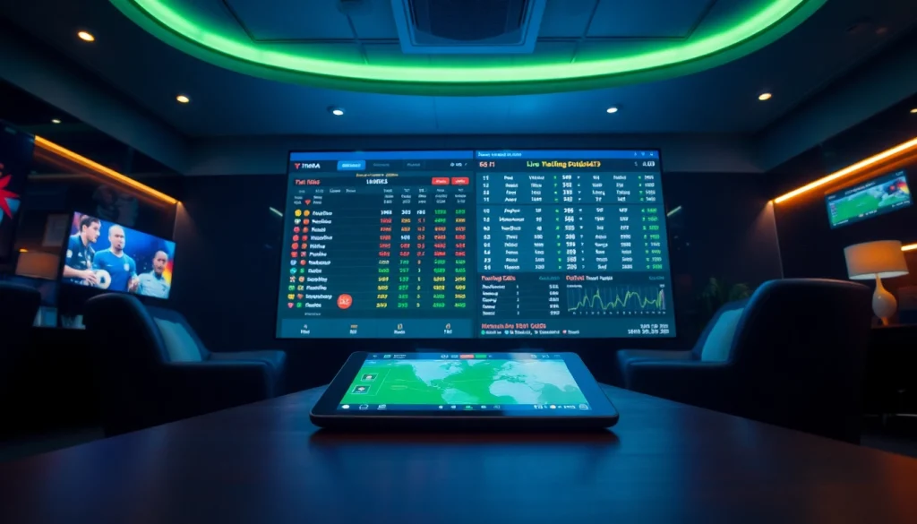 Live football betting interface showcasing tỷ lệ kèo and match updates