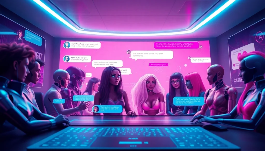 NSFW AI chatbots in a vibrant digital landscape demonstrating interactive experiences