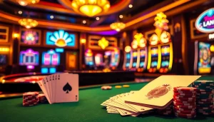 Scène engageante d'un casino fiable en ligne avec des jetons de poker et une roulette.