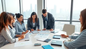 Accounting Services in Dubai with professionals discussing financial strategies in a modern office setting.