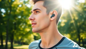 Experience music with Bone X1 Bone Conduction Headphones in a sunny park environment.